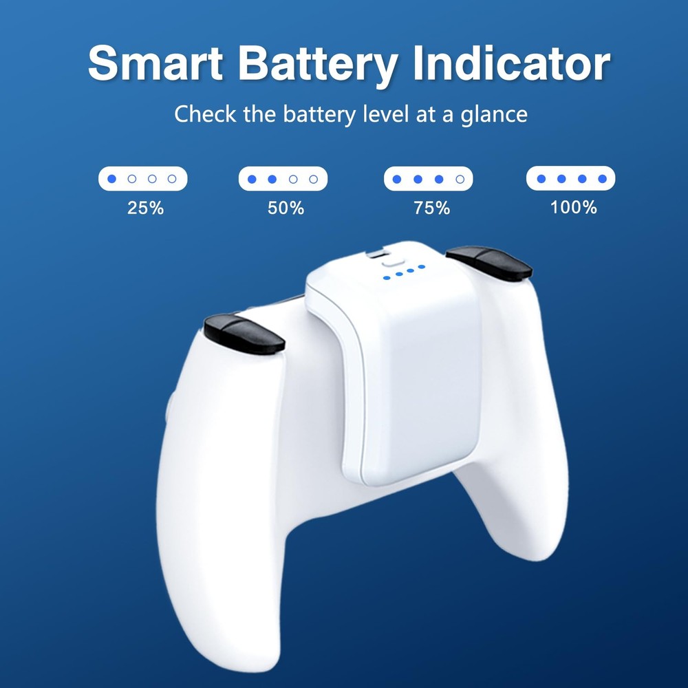 Uwayor 2X 3000mAh PS5 Controller External Battery Pack, Replacement White