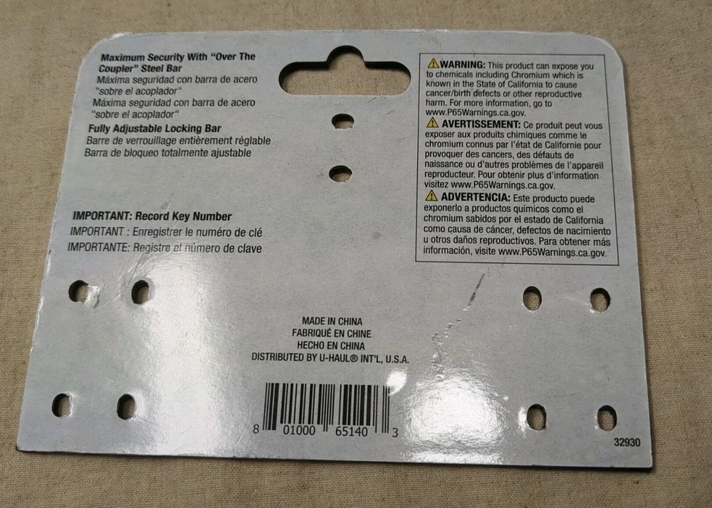 U-HAUL Universal Trailer Coupler Lock 2" Coupler Lock