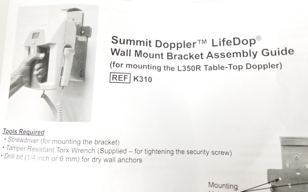 Summit L350R Wall Mounting Bracket