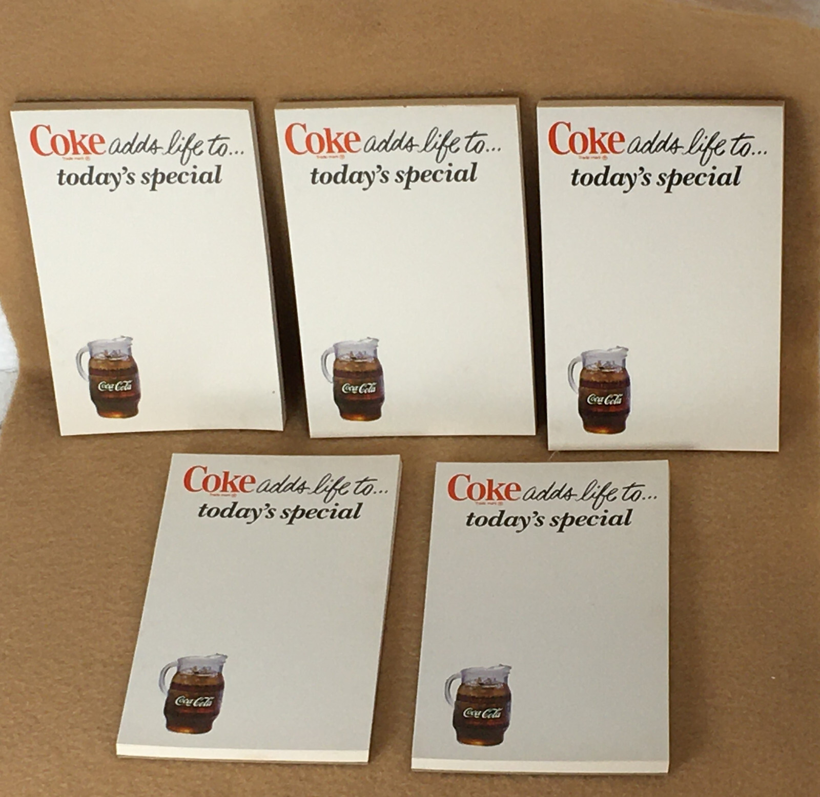 LOT OF FIVE (5)  ORIGINAL VINTAGE  SMALL PAPER PADS 50 SHEETS EACH  4" x 2 1/2"