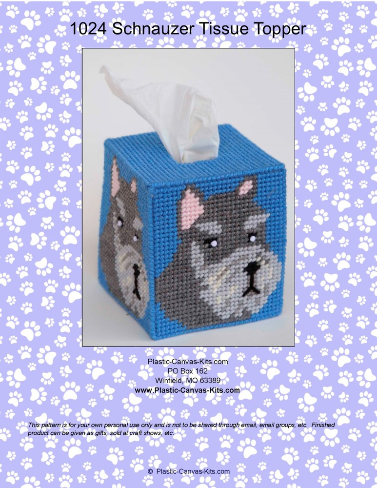 Schnauzer Dog Tissue Topper-Plastic Canvas Pattern or Kit