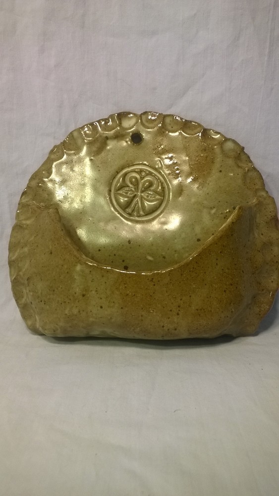 Ceramic Clay Handmade WALL POCKET signed & dated ANGLE 74 Studio Art Project