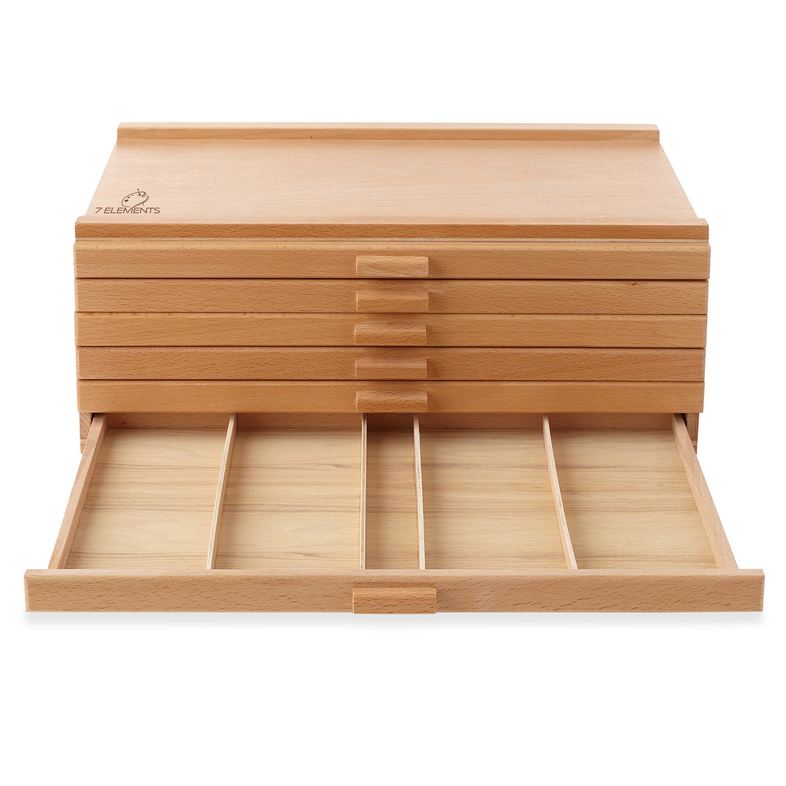 OPEN BOX - Artist Beechwood Pastels, Brushes Storage Box with 6-Drawers