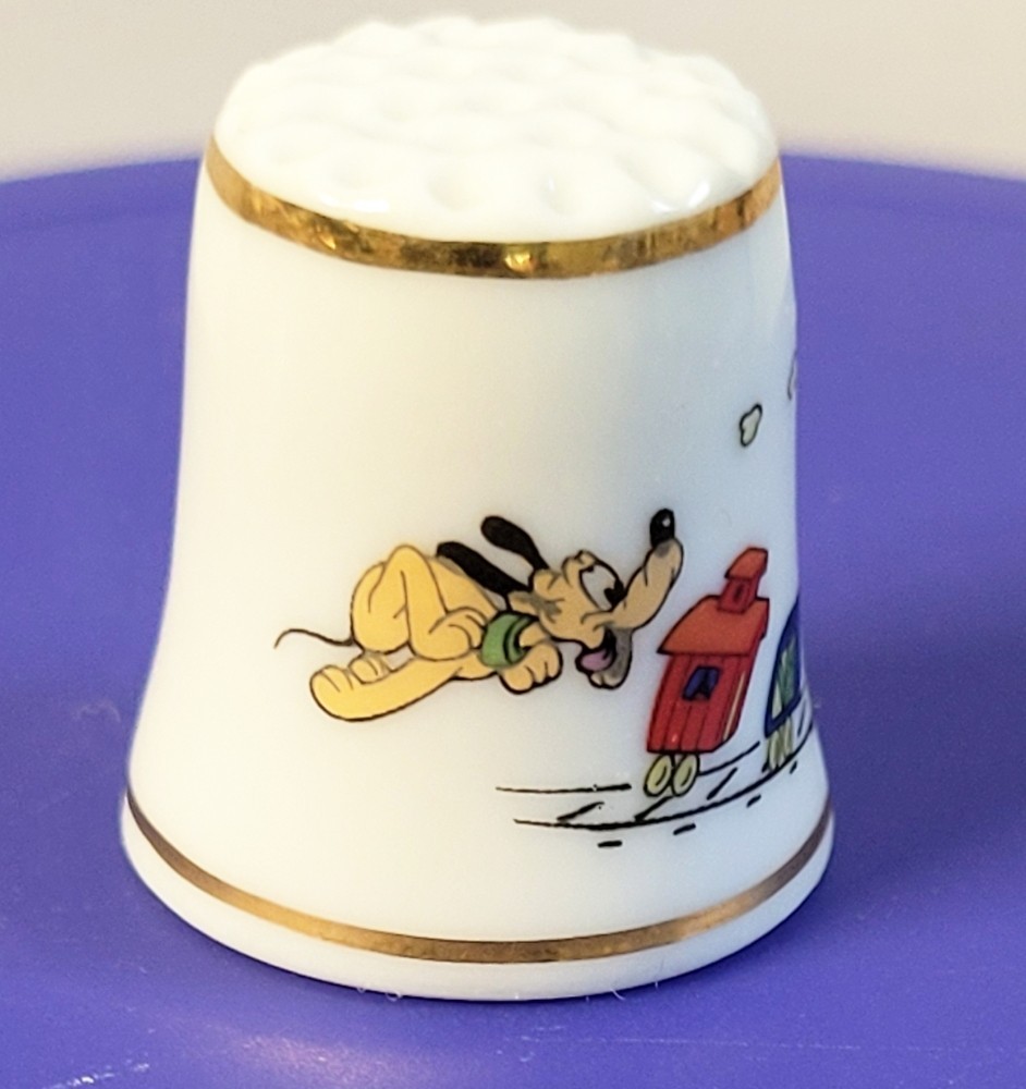 ENGINEER GOOFY with PLUTO First Character Porcelain Thimble Circa 1983