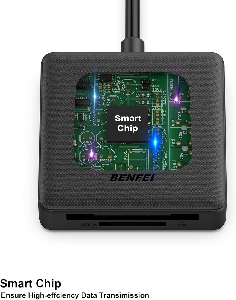 Memory Card Reader, BENFEI 4in1 USB 3.0 and USB-C to SD Micro SD MS CF Card Read