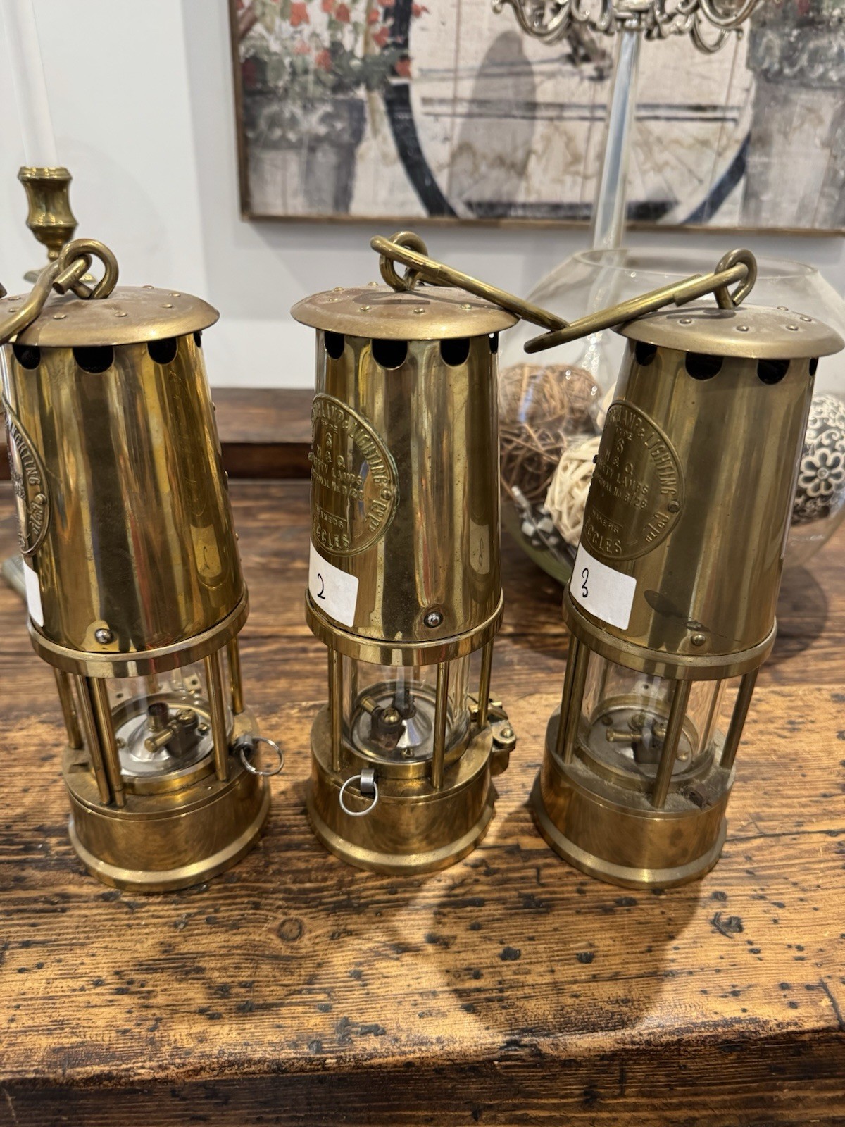 3 X Almost Identical Eccles Safety Lamps by The Protector Lamp Lighting Type 6