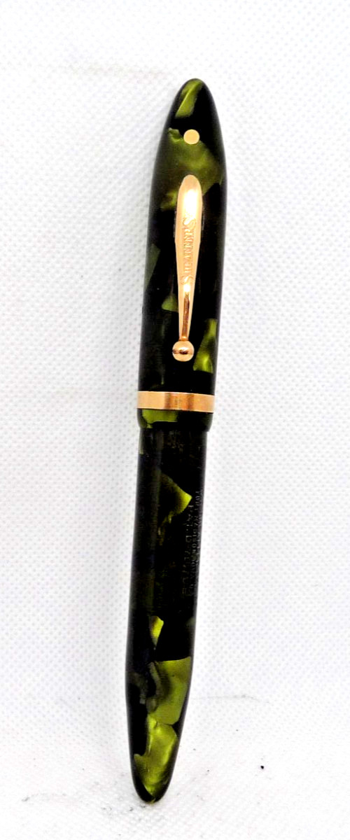 Sheaffer Vintage 1930's White Dot Black/Green Oversize Balance Pen--fine