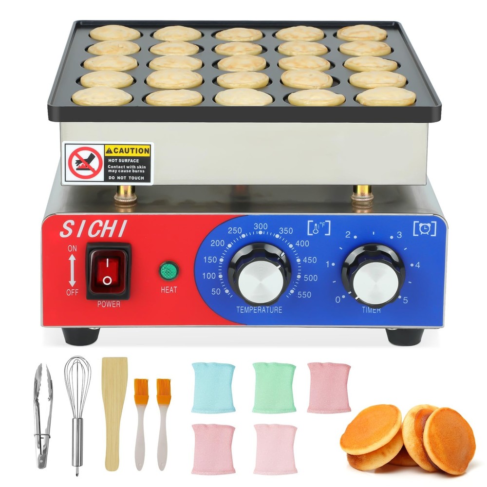 Mini Pancake Maker Machine with 550℉Heating and Timer Control, 25PCS Electric...