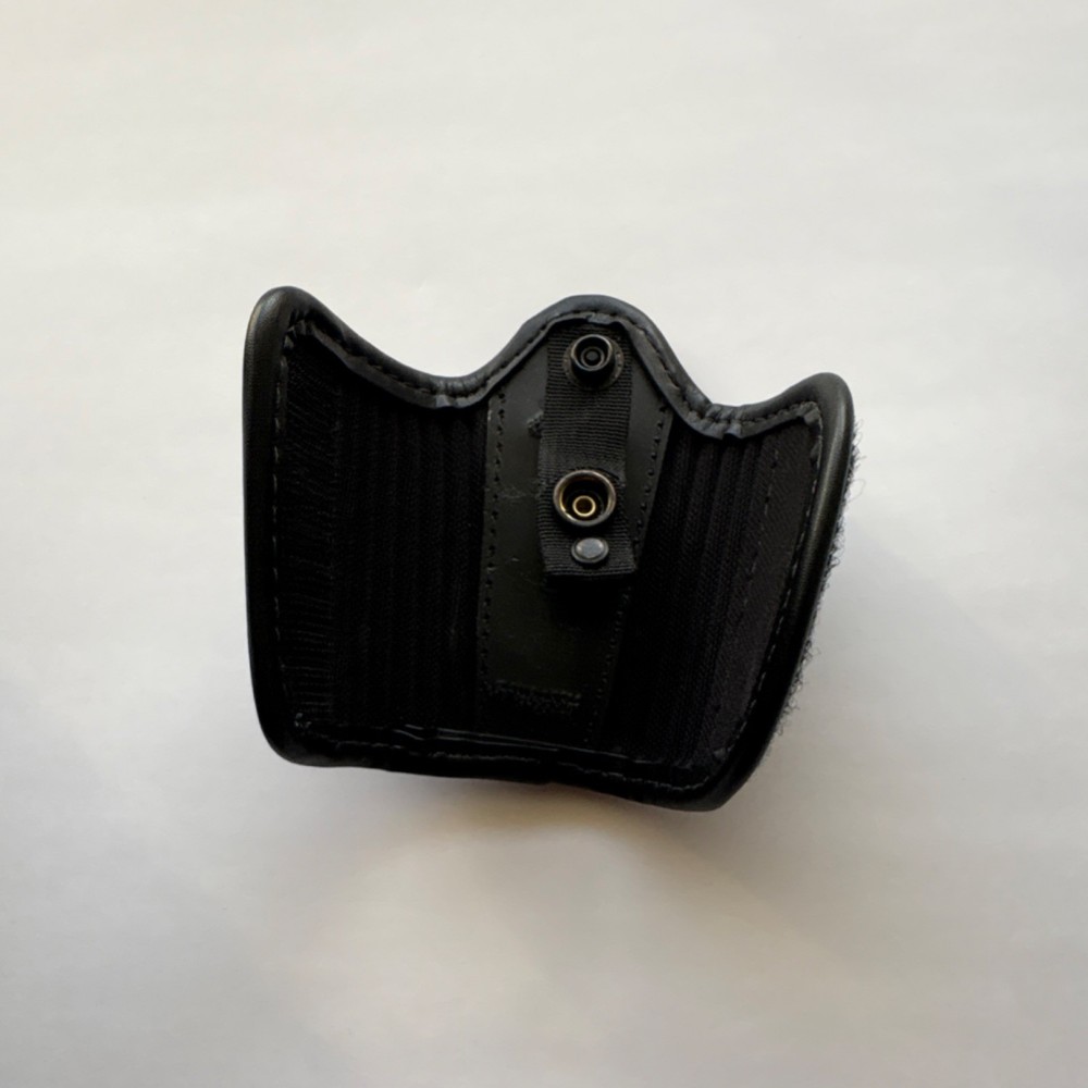 Black Basketweave Silent Key Pouch with Belt Loop and Snap Closure