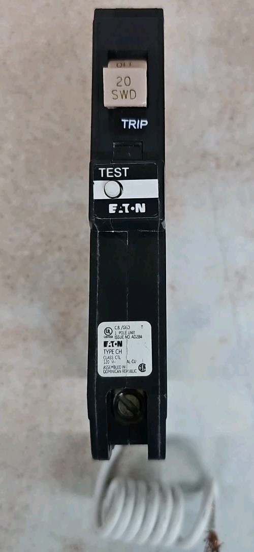 NTO Eaton CHFGT120 20A Single Pole Ground Fault Circuit Breaker