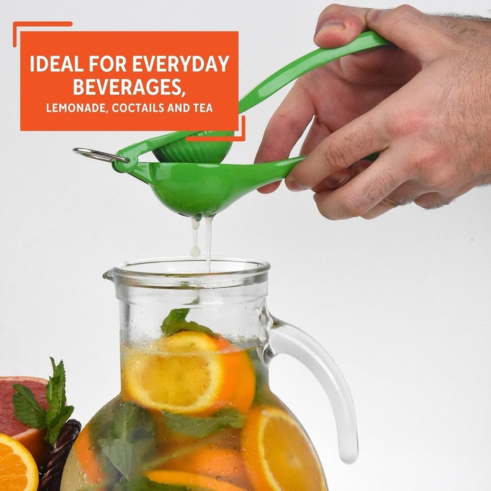 Efficient Manual Lime Squeezer with Hanging Ring, Durable Green Aluminum