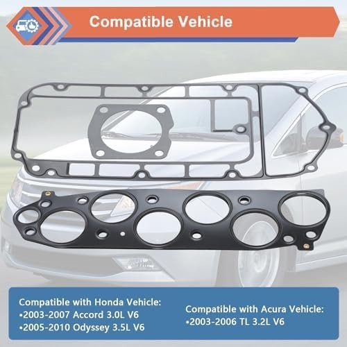 Intake Plenum Gaskets Set Upper Compatible with 2003-2010 Accord Odyssey, 2003-2