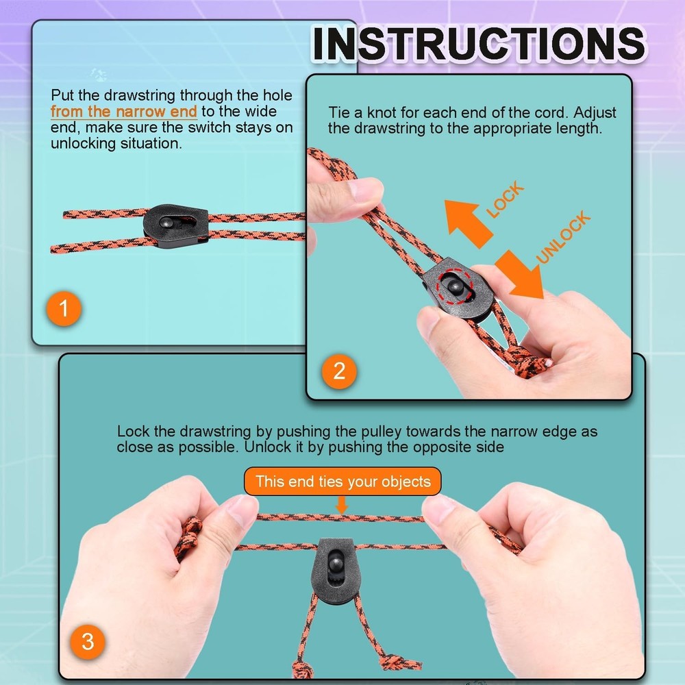 12 PCS Plastic Wheeled Cord Locks for Drawstring,Bungee E Collar Strap Lock R...