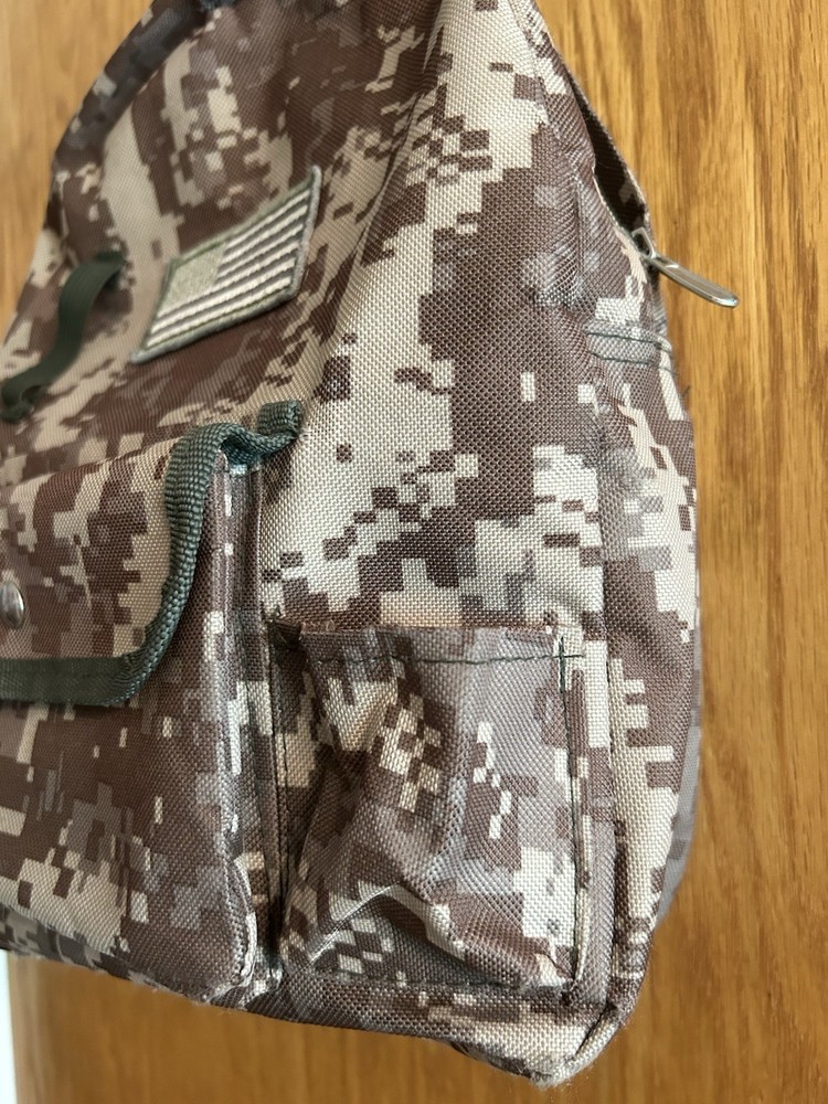 Camouflage Small Backpack With American Flag Patch
