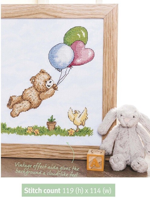 POPCORN WITH BALLOONS  CROSS STITCH PATTERN ONLY    EK - RRU
