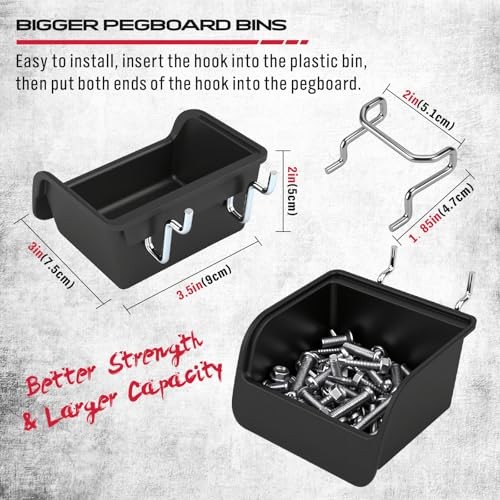 Ultimate 121-Piece Pegboard Hooks Set, Pegboard Accessories 121 pcs -- Black
