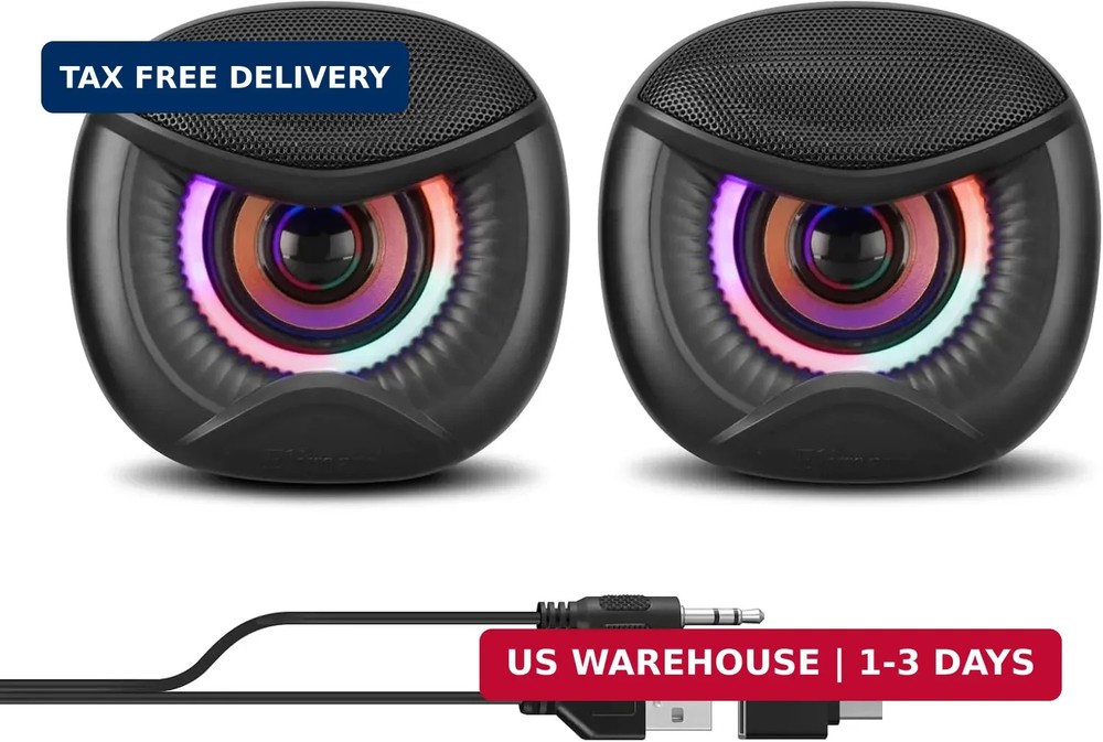 Elimavi USB Computer Speakers, 3.5mm Aux Speaker and USB Powered Interface are S
