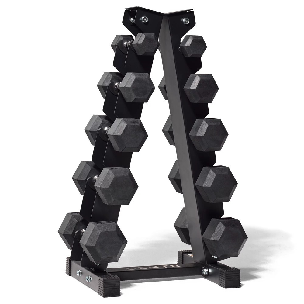 weight set dumbells with rack