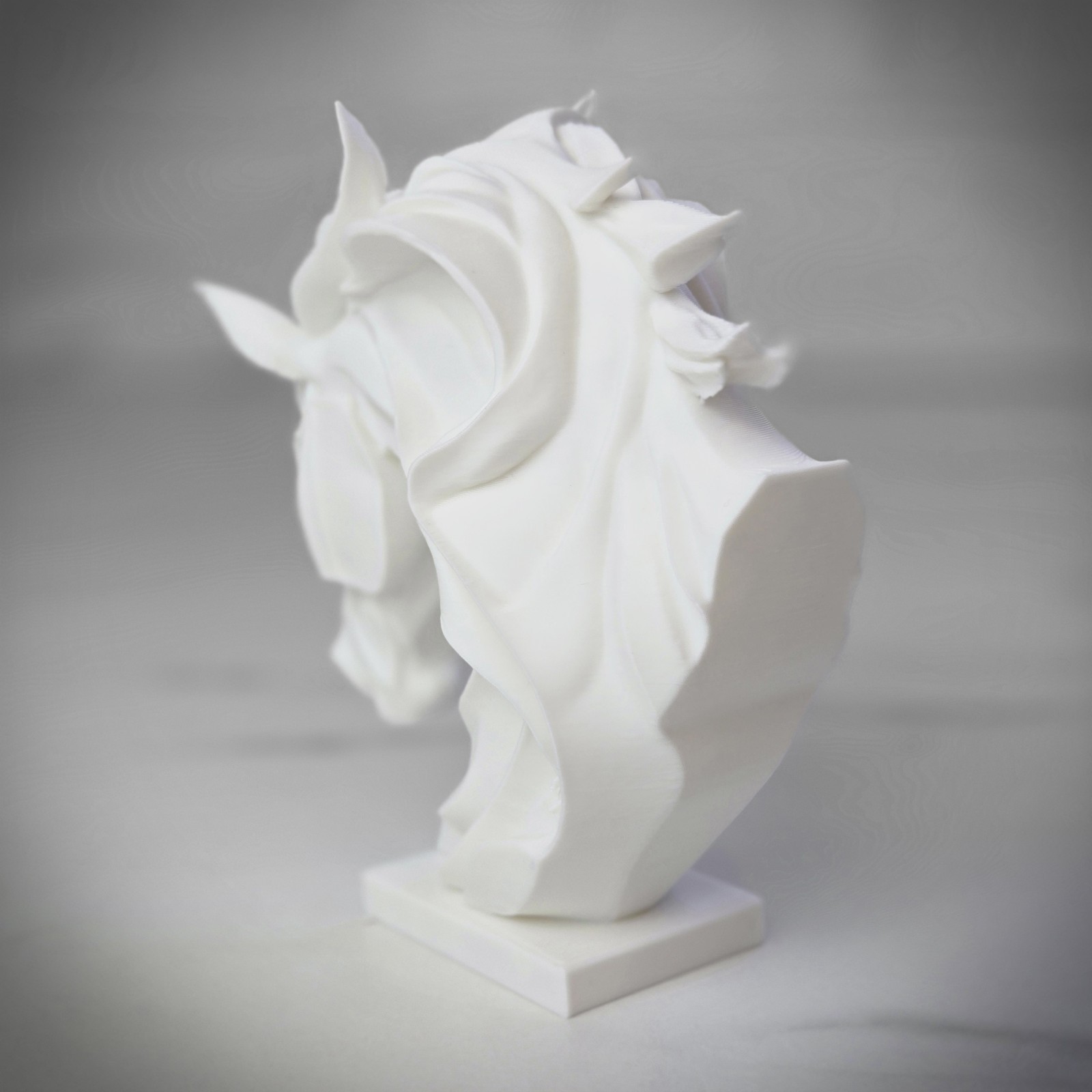 Horse Head Sculpture – Matte White 3D Printed Art Statue – Modern Home Decor...