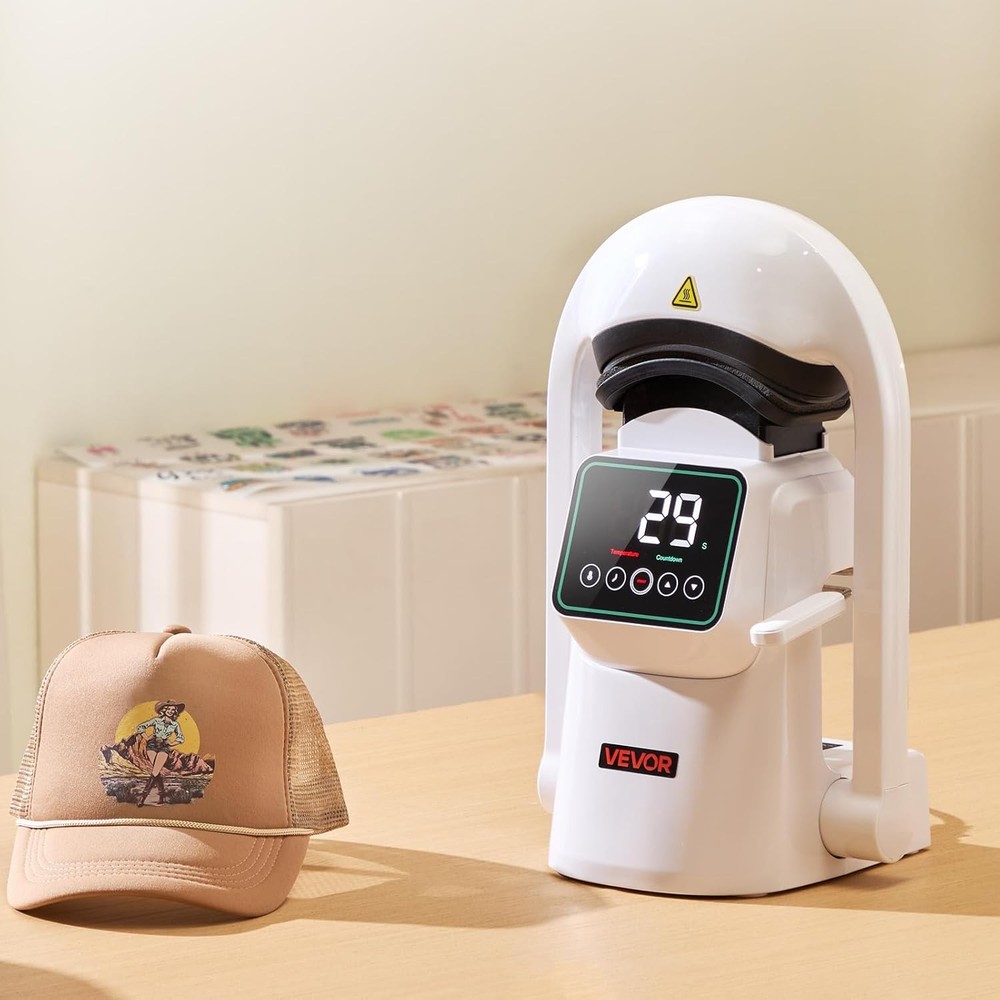 VEVOR Auto Hat Heat Press Machine, with 2pcs Interchangeable Platens, Automatic