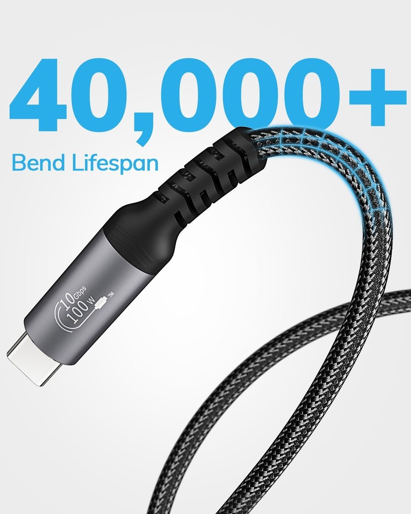 Jnoheefye USB C Extension Cable 12FT - 10Gbps Data Transfer, 100W Fast