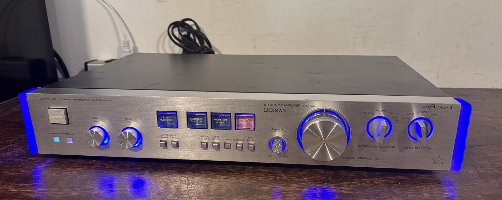 Luxman CX-100 Stereo Preamp -Recapped & Serviced & Custom Blue LED Sounds GREAT