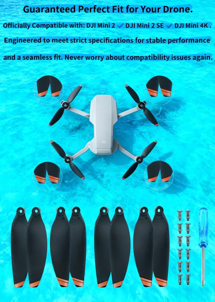 8Pcs Low-Noise Quick-Release Propellers for DJI Mini 2 / 2 SE/Mini 4K...