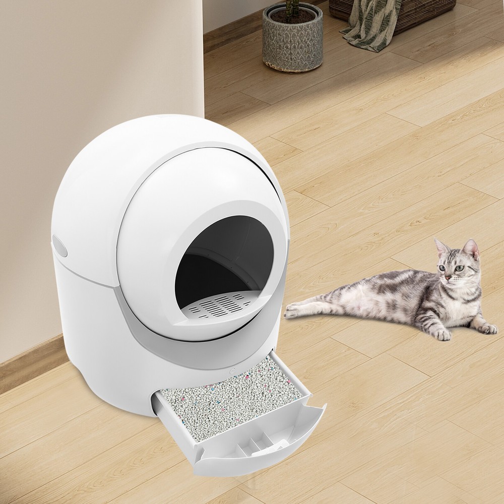 54.5Qt Automatic Smart Cat Litter Box Self-Cleaning Robot Odor Removal WiFi APP