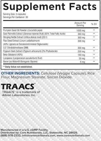 Core Nutritionals Lifeline PROSTATE Comprehensive Healthy Support 150 Capsules