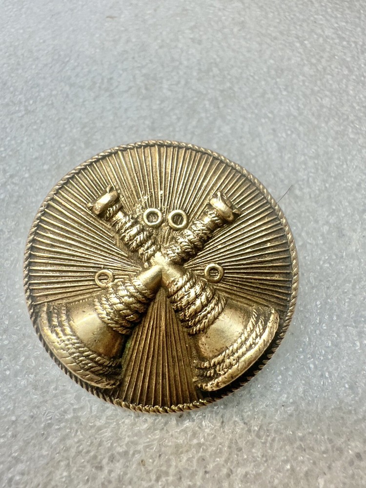 VTG Screw Back Brass Fireman Fire Dept Button Pin 1.5”