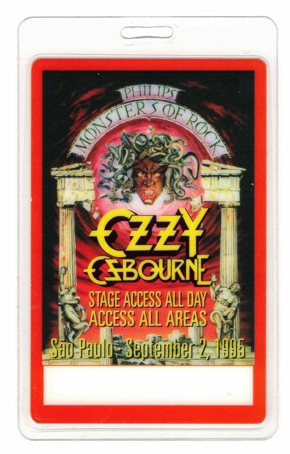 Ozzy Monsters Of Rock San Paulo Sept. 2, 1995. Laminate Backstage Pass. OTTO