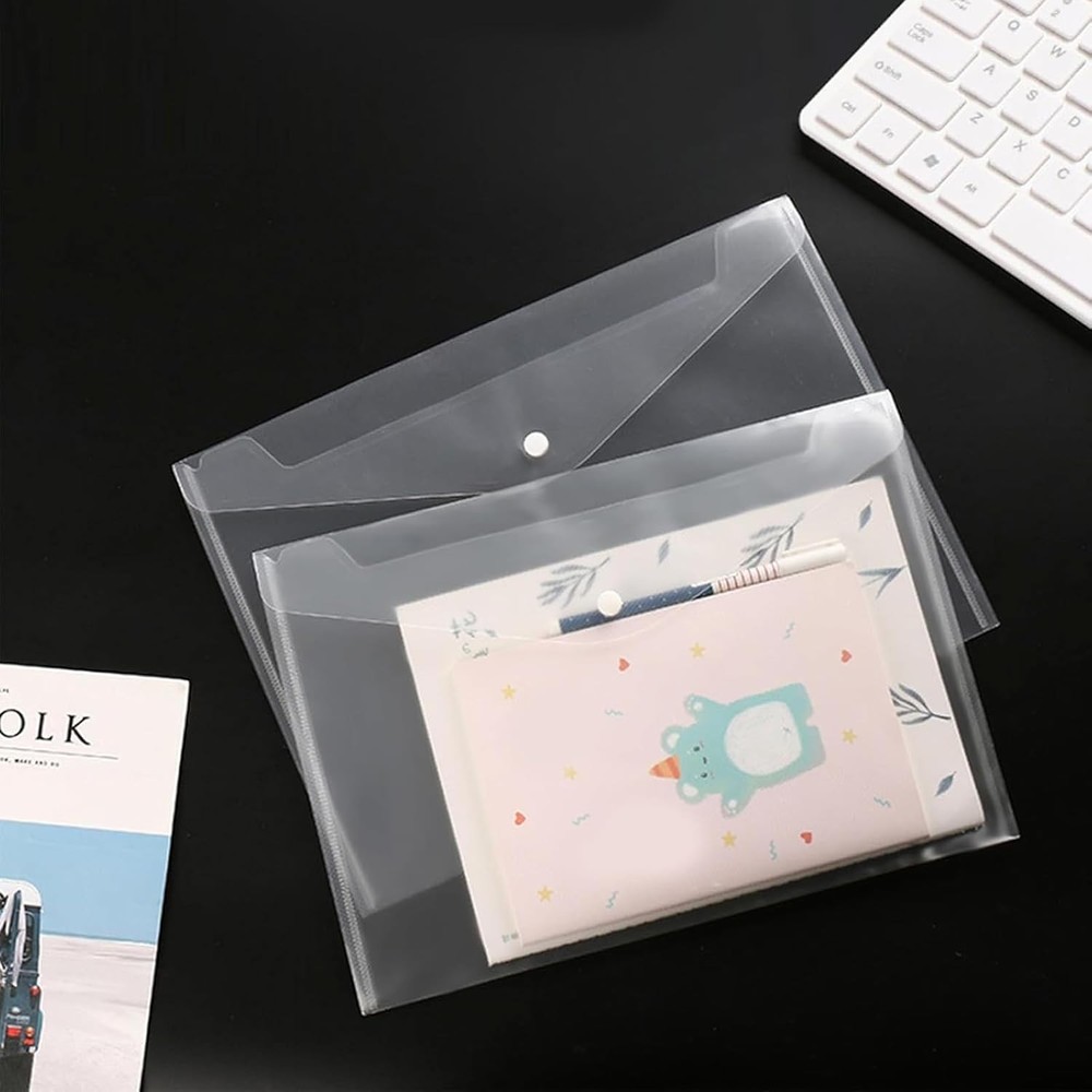 100 Pack Plastic Envelopes A4 Letter Size Plastic Envelope Clear Document Fol...