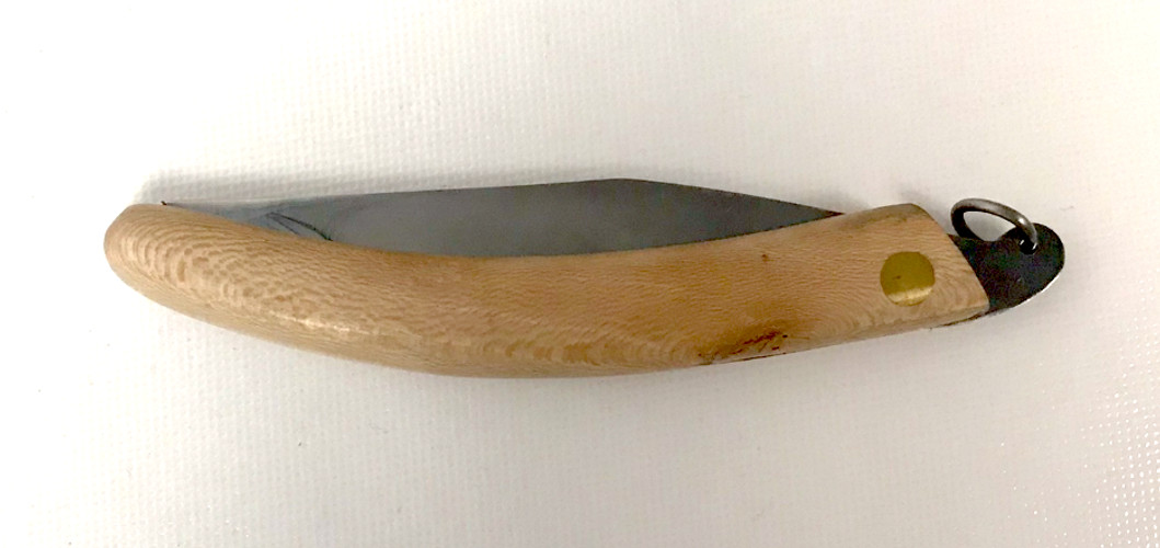 Friction Folding Knife with Wood Handle and Ring