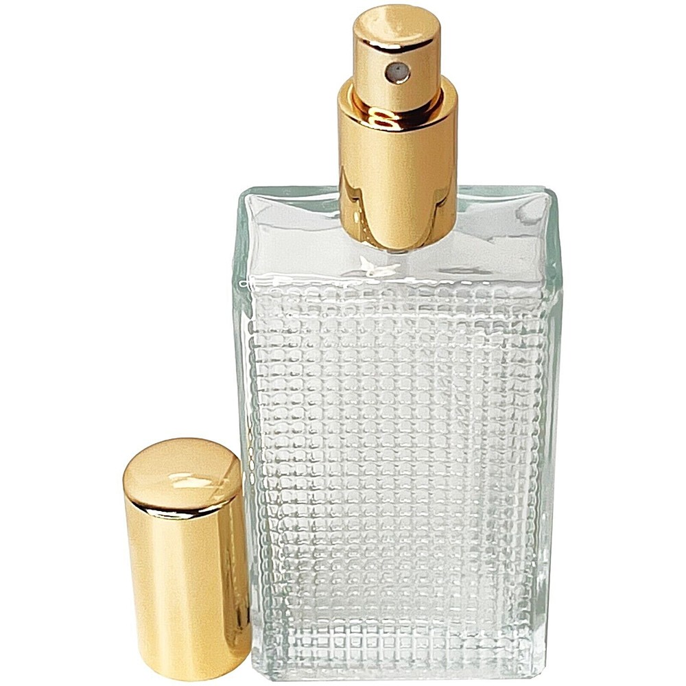 100ml 3.3oz Perfume Front Grid Glass Spray Bottles Gold Atomizer Refillable
