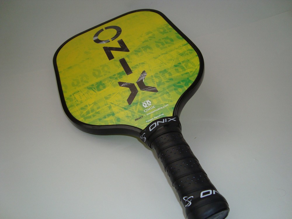 Onix React Graphite Pickleball Paddle Lucy Kovalova Matt Wright Green Yellow