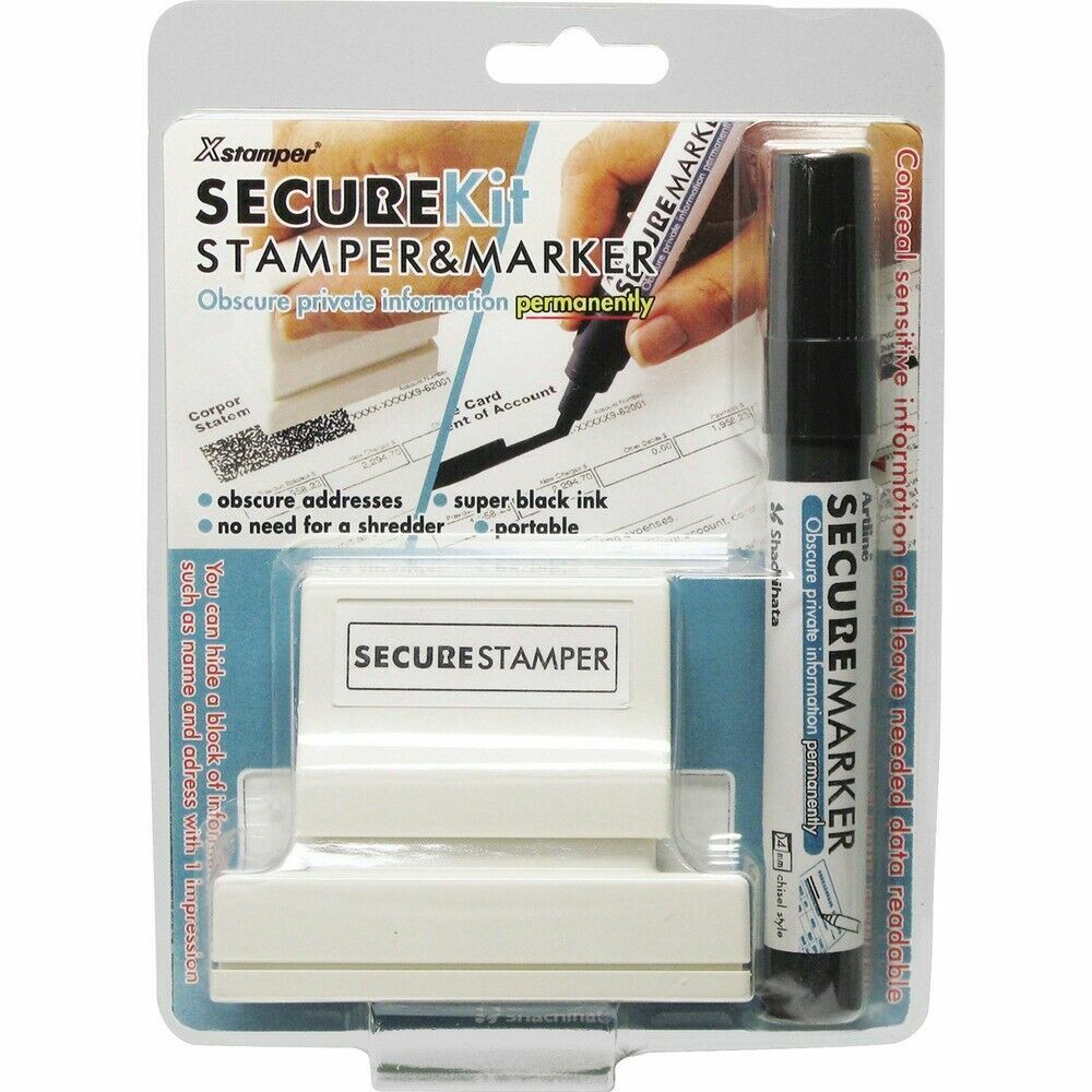 Xstamper Secure Privacy Stamp Kit - 1" Impression Width x 2.65" Impression