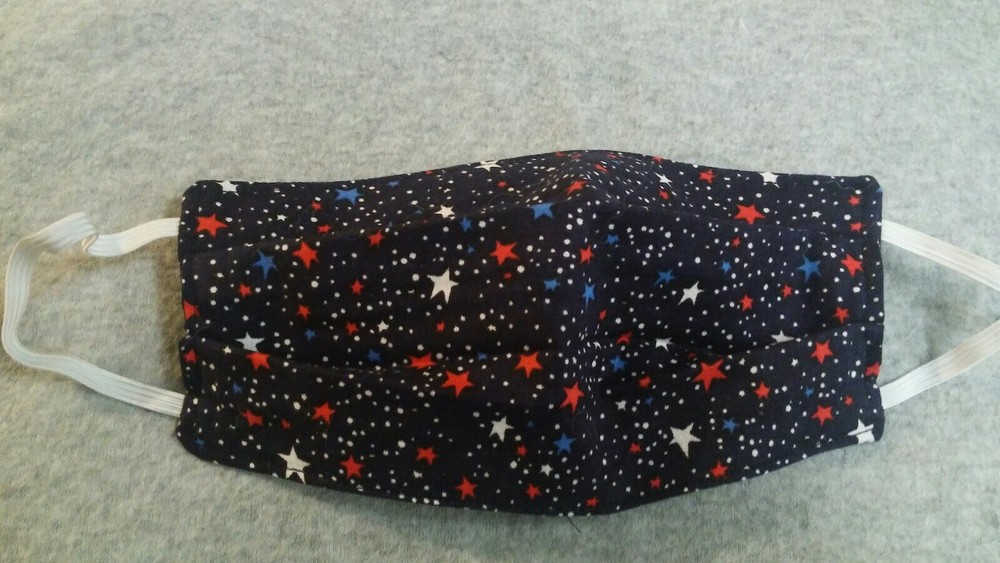 Handmade Fabric Face Mask - Reusable Blue Stars