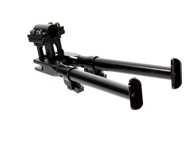 Universal Barrel Clamp Bipod – Folding, Adjustable Legs, Matte Black