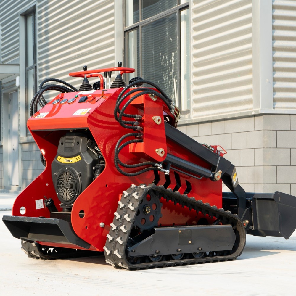 23HP Mini Skid Steer Loader + Mower Attachment with Tracks 3-Pumps Self-Leveling