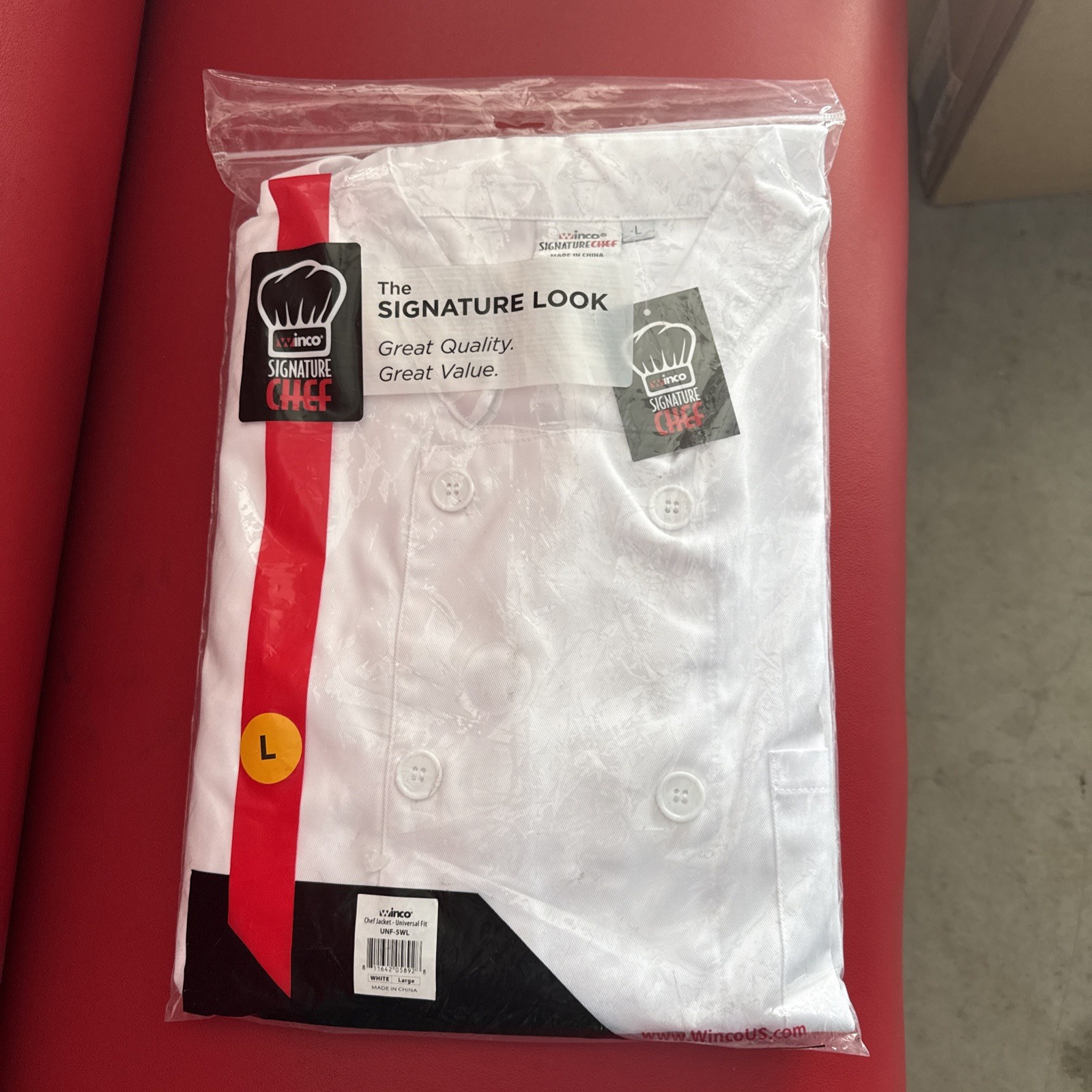 WINCO Chef Jacket White, Large