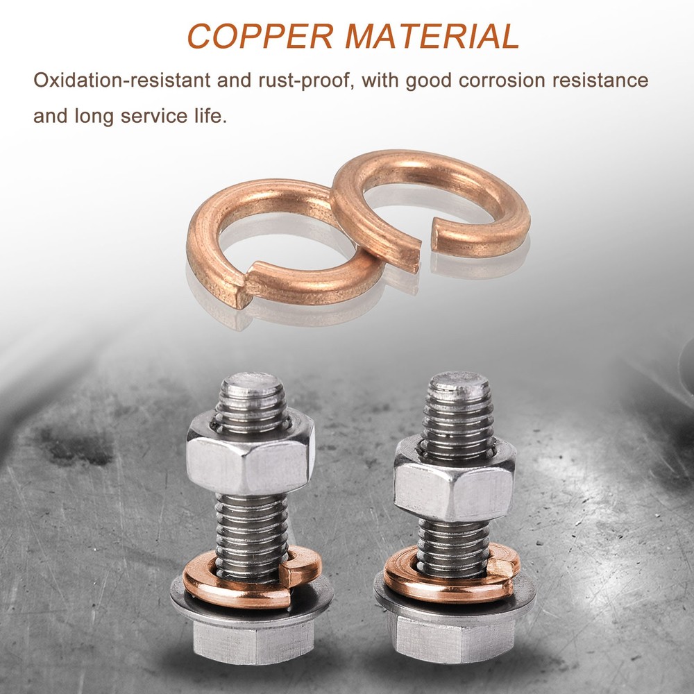 60 Pcs Spring Lock Washer, Copper M5 Split Lock Washers Assortment