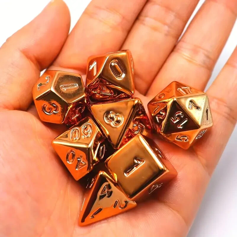 7-Piece Electro Plated DND Dice Set Polyhedral Tabletop Game Dice Role-Playing