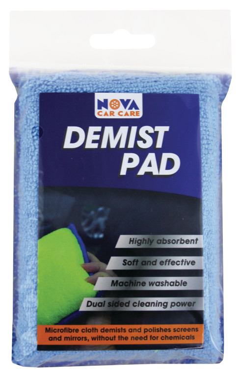 Nova Car Van Care Windscreen Mirror Window Glass Microfibre Cleaning Demist Pad