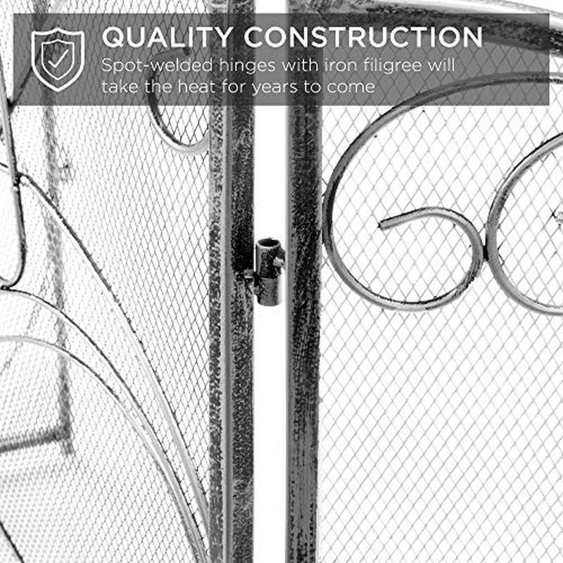 3-Panel Iron Fireplace Screen Spark Guard Protective Mesh Folding Design New