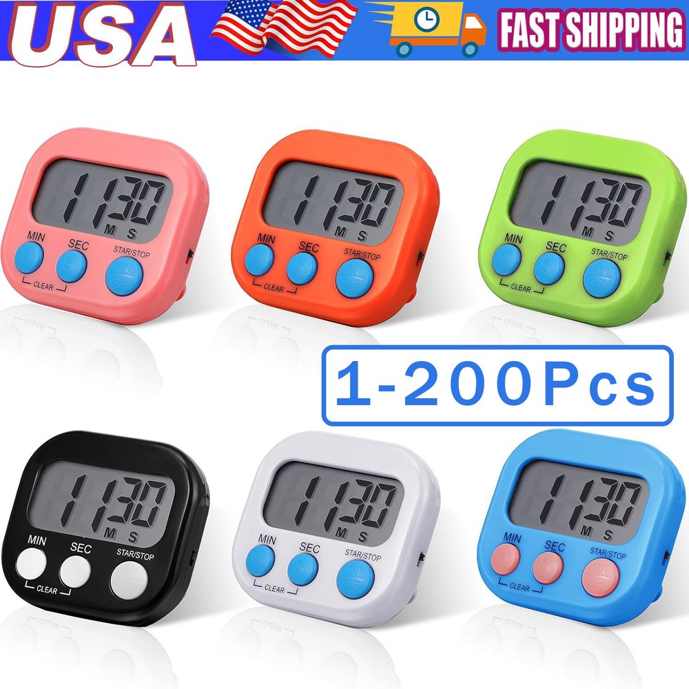 Large LCD Digital Kitchen Cooking Timer Count Down Up Clock Loud Alarm Magnetic
