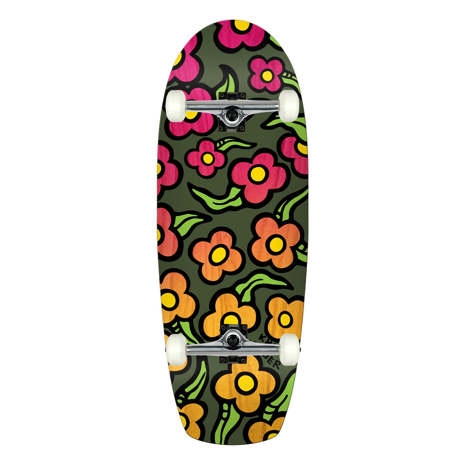 Krooked Skateboard Assembly Zip Zogger Wildstyle Flowers 10.75" x 30" Complete