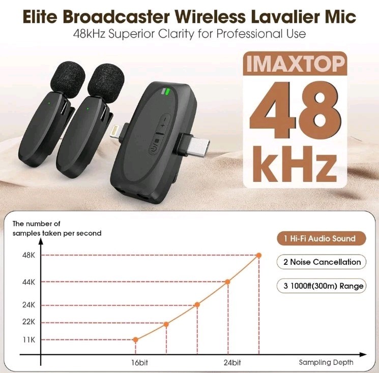 V10 Wireless Lavalier Microphone for iPhone iPad Android with Charging Case