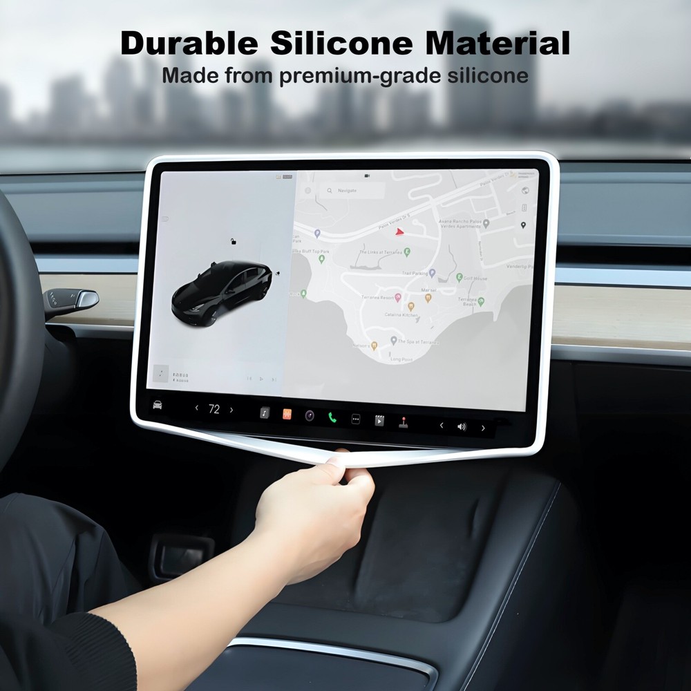 2 Pack Silicone Screen Frame Protector for Tesla Model Y & Model 3 2017-2024