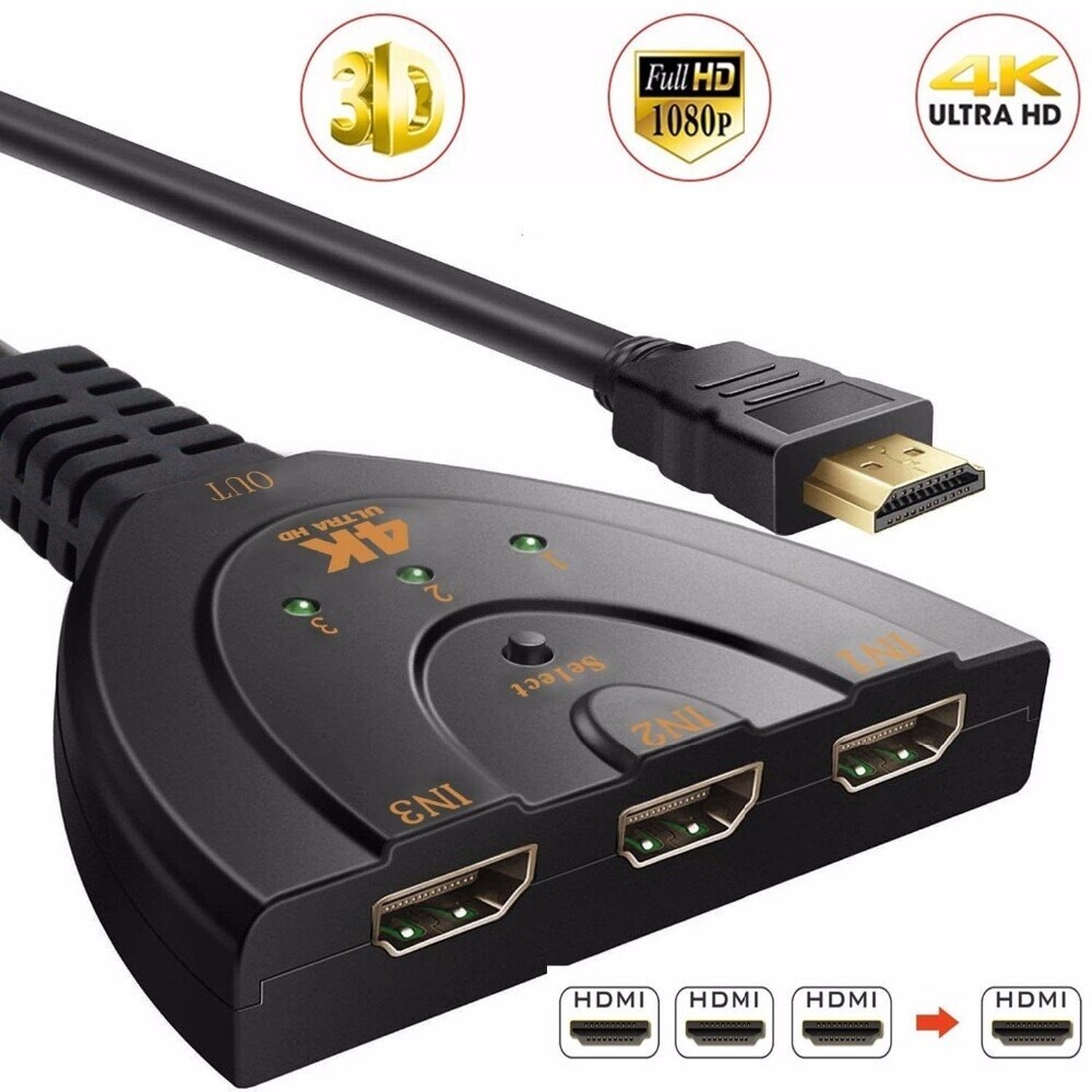 3 Port HDMI Splitter Cable 1080P Switch Switcher HUB Adapter for HDTV PS4 Xbox