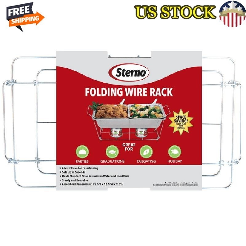 Folding Wire Chafing Rack Buffet Server Durable Space Saving Easy Setup New
